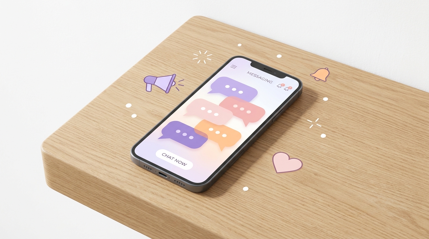 スマホでLINEメッセージを送受信する画面のイラスト